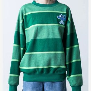 DUMBGOOD STEVE GREEN STRIPED CREW NECK SWEATSHIRT